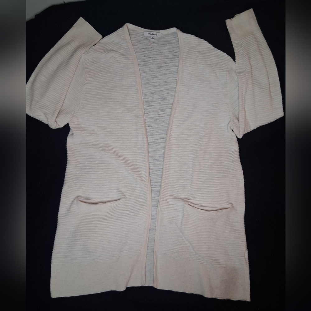 Madewell Cream Open-Front Cardigan